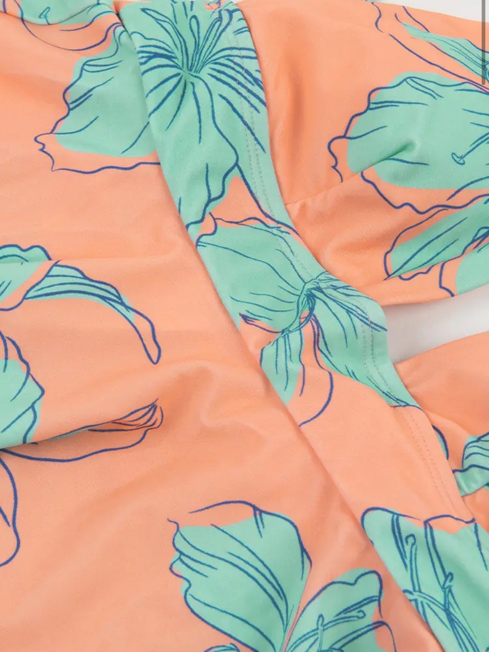 NEW• Peplum Tankini Swim Top and Bikini Bottom - Peach Floral• XL - Picture 4 of 11